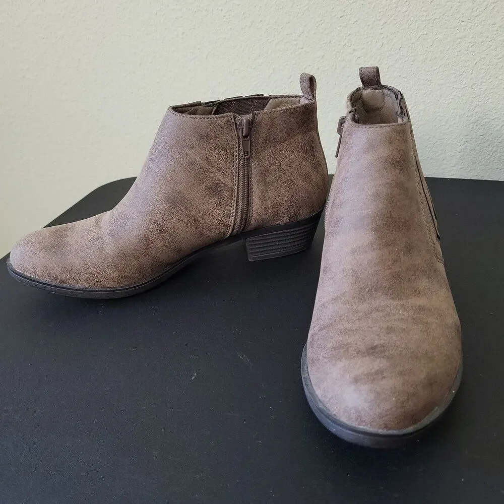 Wallflower Tesley Womens Brown Round Toe Side Zip Ankle Booties‎ Size US 6.5 M